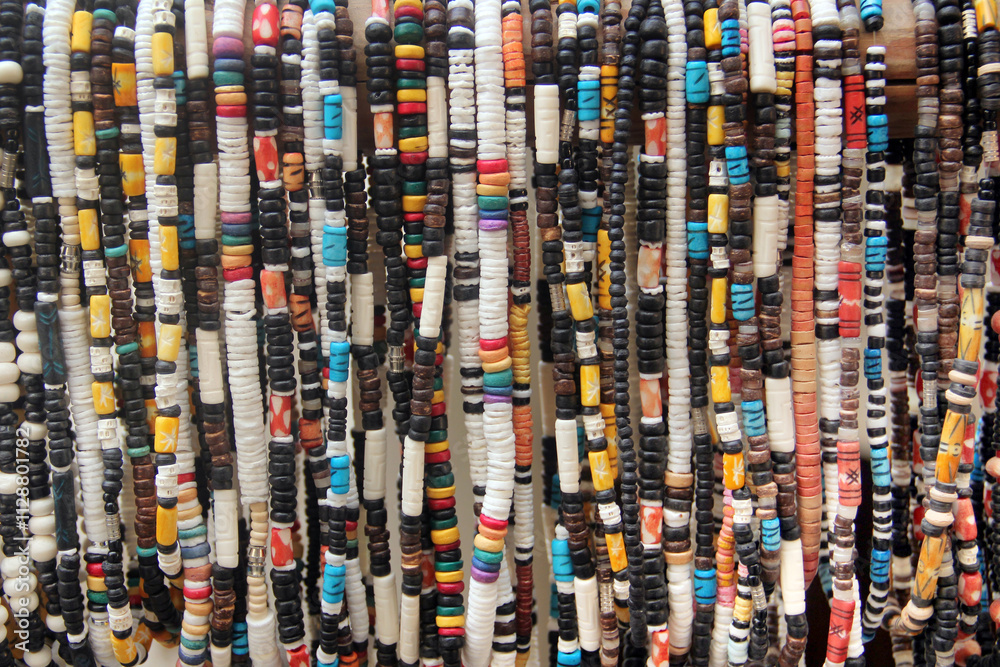 Artificial decorative beads and bracelets at street market Artificial decorative beads and bracelets at street market