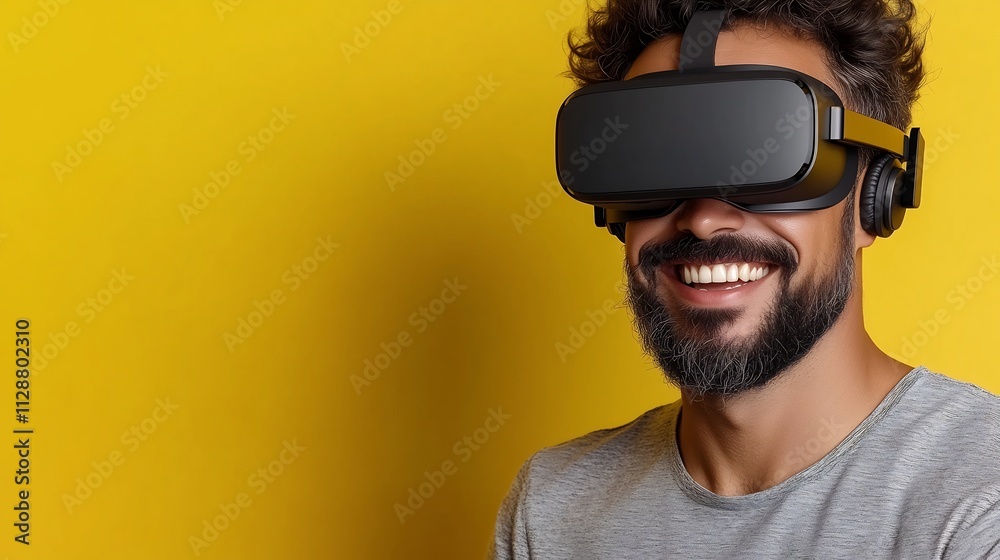 Portrait of a Gamer Holding a Sleek Virtual Reality Headset in a Minimalist Studio Setting Portrait of a Gamer Holding a Sleek Virtual Reality Headset in a Minimalist Studio Setting
