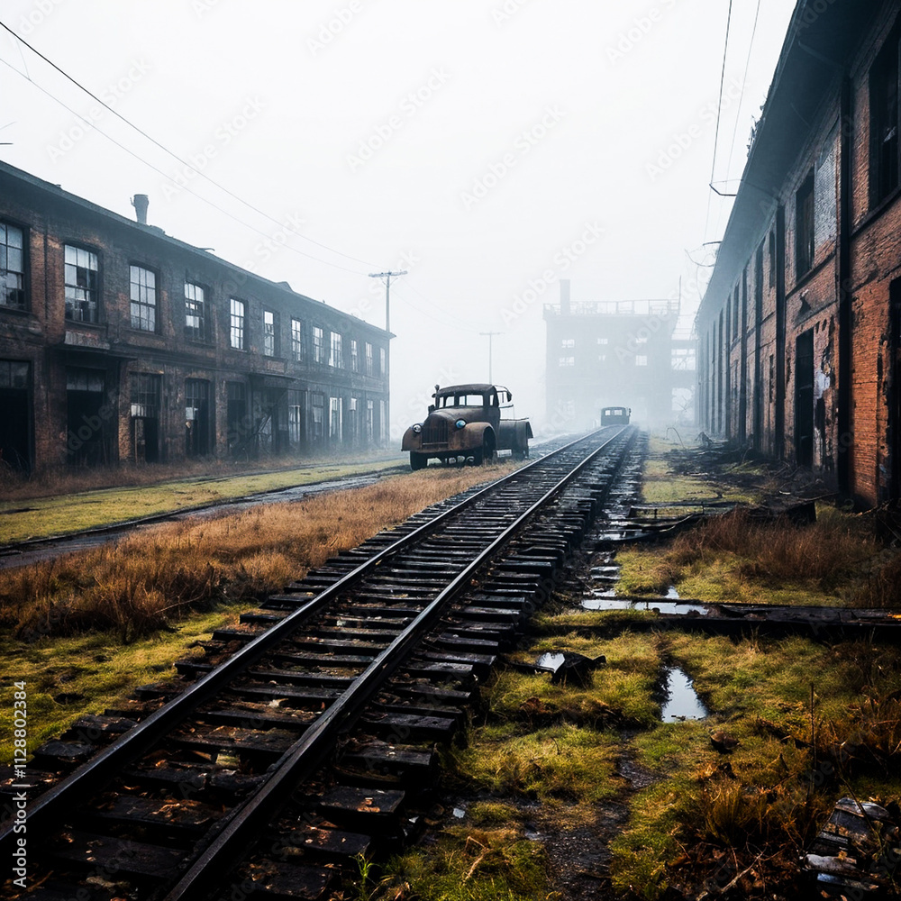 Naklejka premium autumn landscape with fog