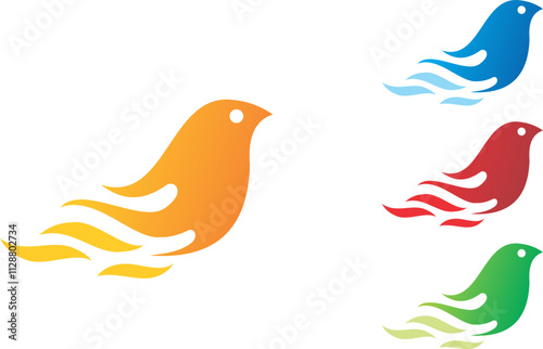 bird abstract flaying vektor logo
