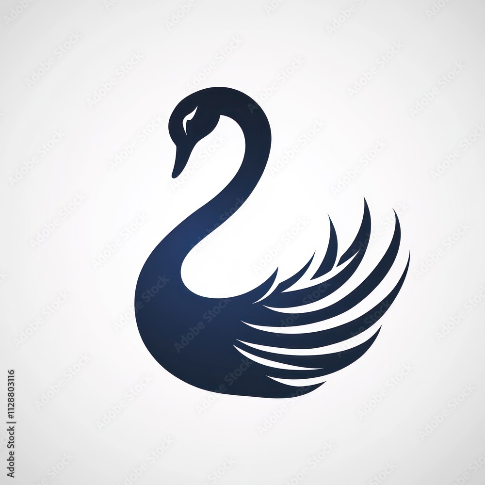 Naklejka premium Elegant stylized black swan silhouette.