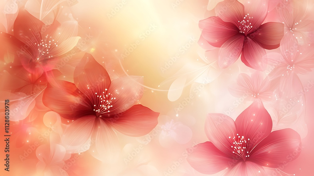 Delicate Peach And Coral Flowers Soft Background
