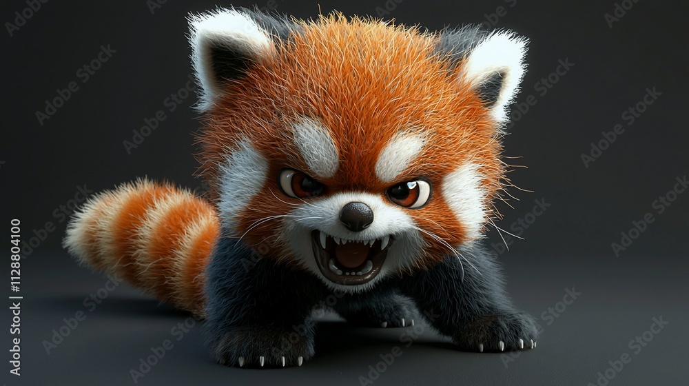 Angry 3D render of a cute red panda cub. Angry 3D render of a cute red panda cub.