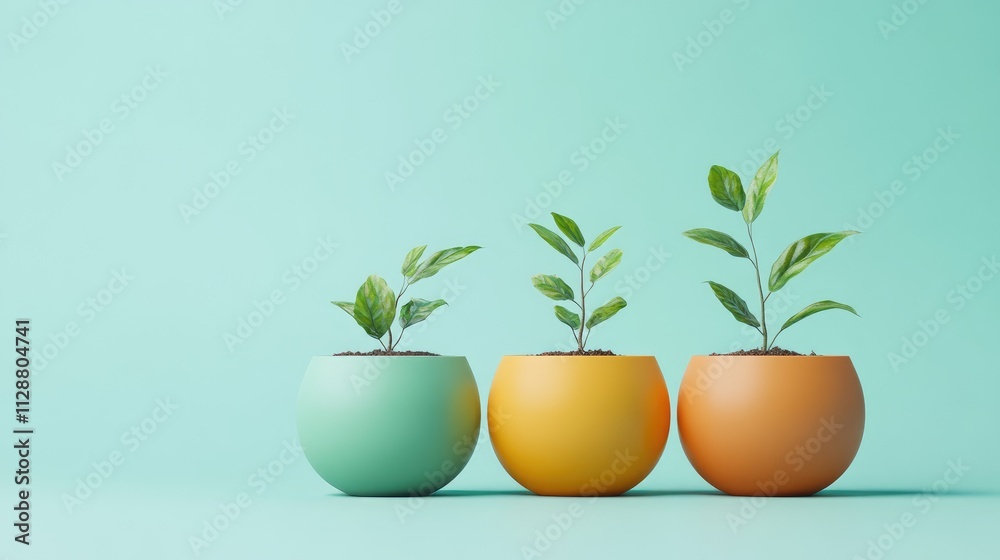 coins nurturing growth flat design side view renewable theme 3D render Complementary Color Scheme coins nurturing growth flat design side view renewable theme 3D render Complementary Color Scheme