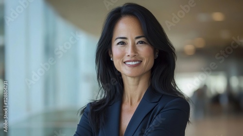 Portrait of a Smiling Woman in a Blue Blazer
