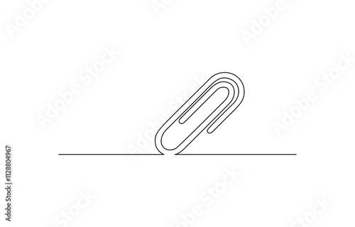 Linear background of paper clip. One continuous line drawing of a paper clip, One continuous line drawing of a paper clip. Vector illustration, 