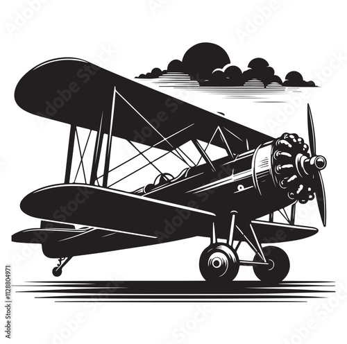 biplane silhouette vector illustration