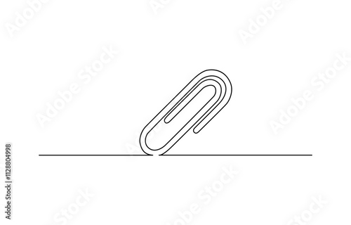 Linear background of paper clip. One continuous line drawing of a paper clip, One continuous line drawing of a paper clip. Vector illustration, 