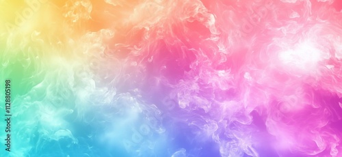 Colorful abstract smoke background, vibrant hues blend seamlessly, creating ethereal atmosphere, soft textures, artistic design, copy space for text