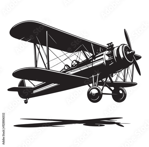 biplane silhouette vector illustration
