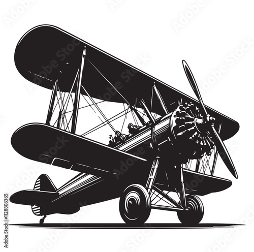 biplane silhouette vector illustration