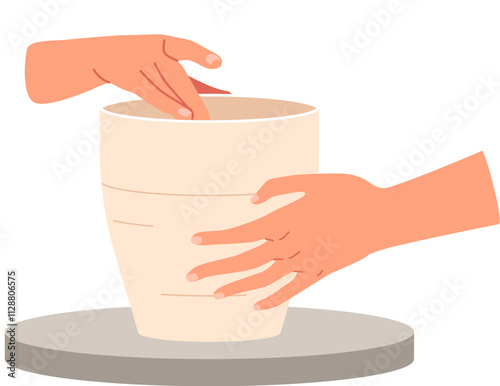 Female potter hands at work