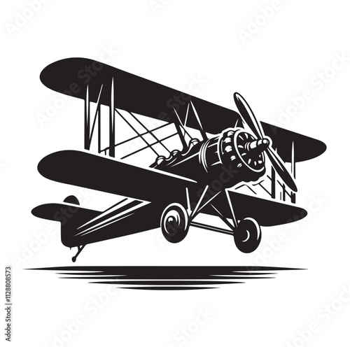 biplane silhouette vector illustration