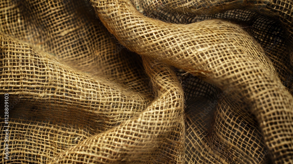 Close-up of a textured woven fabric, likely burlap. Close-up of a textured woven fabric, likely burlap.