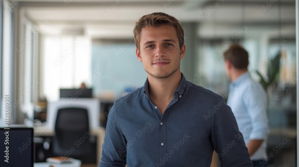 Portrait of a Young Man in a Modern Office Setting Portrait of a Young Man in a Modern Office Setting