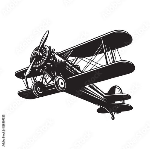 biplane silhouette vector illustration