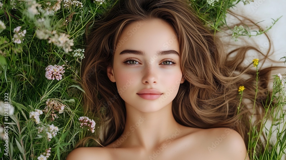 Serene Outdoor Portrait of Young Woman Surrounded by Nature s Beauty Serene Outdoor Portrait of Young Woman Surrounded by Nature s Beauty