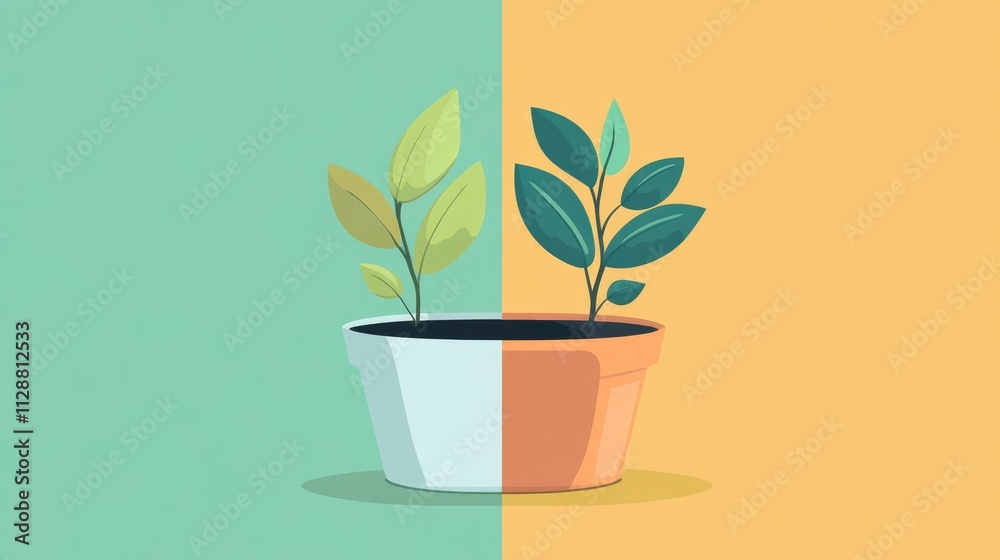 economic sustainability plant growth flat design front view financial stability theme animation Split-complementary color scheme economic sustainability plant growth flat design front view financial stability theme animation Split-complementary color scheme