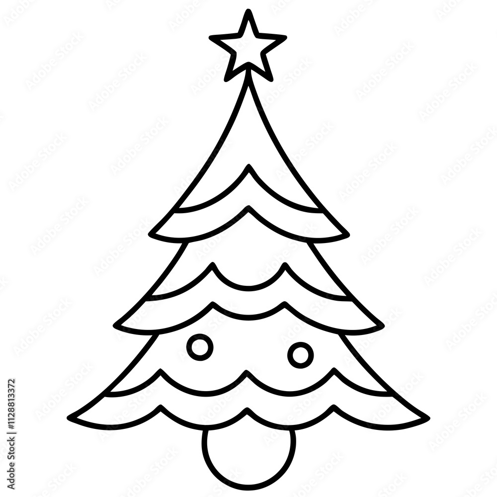 Clean Line Art Christmas Tree Design for Creative Use Clean Line Art Christmas Tree Design for Creative Use
