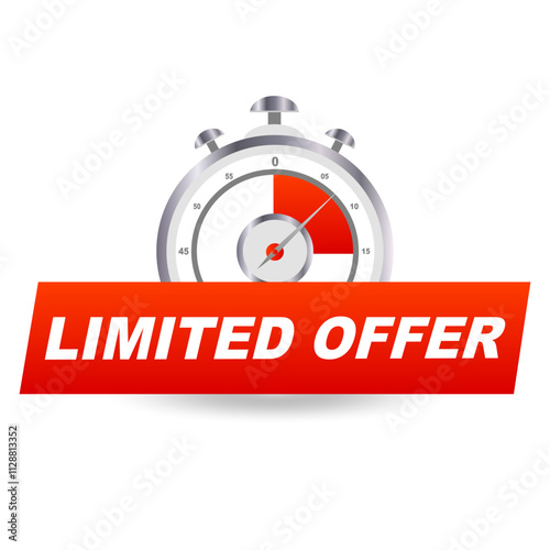 Limited last minute offer with watch for sale. Special offer icon. Vector illustration