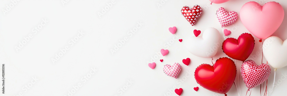 Celebrate love with a romantic Valentine's Day background featuring hearts and balloons Celebrate love with a romantic Valentine's Day background featuring hearts and balloons
