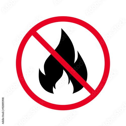 fire prohibition sign vector on white background