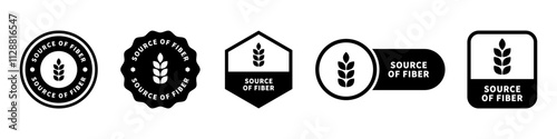 Source of fiber - vector signs for food product labeling.