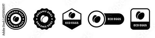 Eco Eggs - vector signs for food product information label.