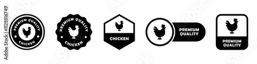 Premium Quality Chicken - vector signs for meat product information label.