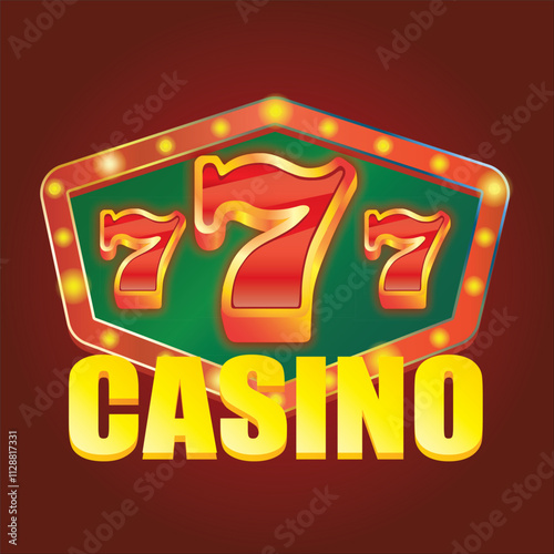 A vibrant 777 sign vector illustration, ideal for use in casino, gaming, and gambling-related designs. This high-quality graphic showcases a shiny, perfect for websites, market.