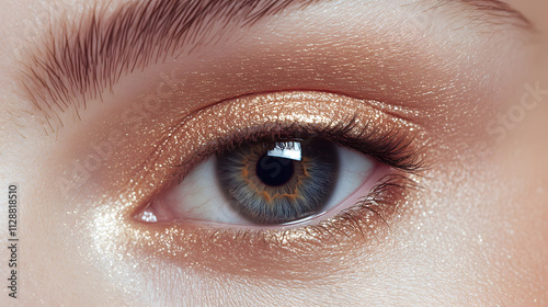 A pale brown eye with a soft gold shimmer.
