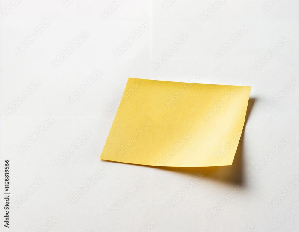 This image highlights a solitary yellow sticky note placed against a clean, light background. The simplicity of the composition emphasizes functionality and minimalism, making it a perfect representat This image highlights a solitary yellow sticky note placed against a clean, light background. The simplicity of the composition emphasizes functionality and minimalism, making it a perfect representat