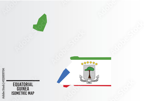 Equatorıal guıena flag and map vector.