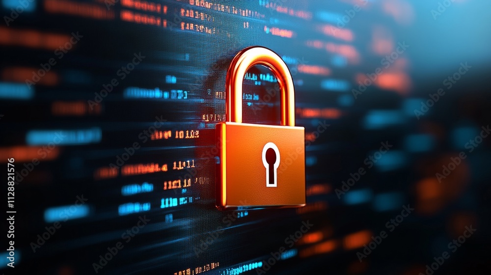 A digital padlock on a vibrant, tech-themed background represents cybersecurity and data protection in a modern, interconnected world. A digital padlock on a vibrant, tech-themed background represents cybersecurity and data protection in a modern, interconnected world.