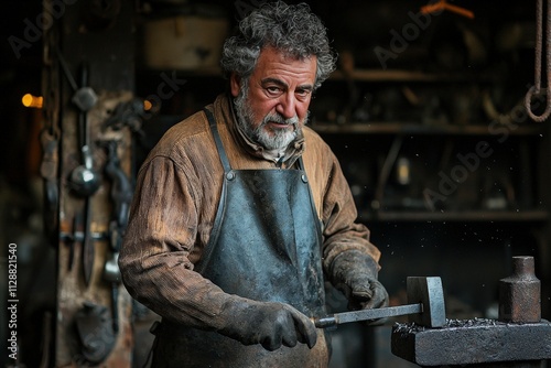 Wallpaper Mural Blacksmith makes product by processing metal such as iron, steel, cast iron Torontodigital.ca