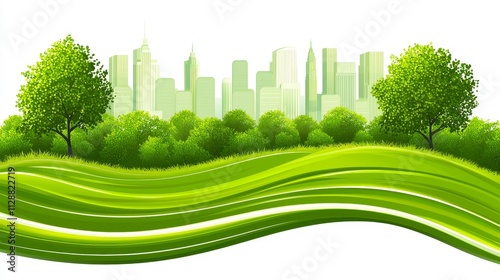 Urban Green Oasis City Skyline Meets Lush Parkland photo