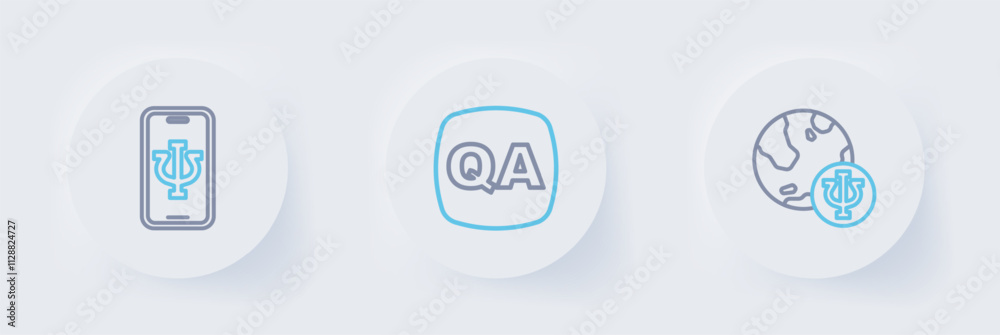Set line Psychology, Psi, Question and Answer and Psychologist online icon. Vector