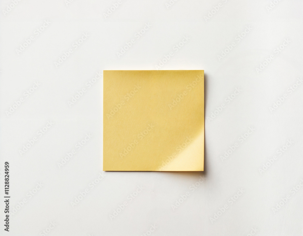 This image highlights a solitary yellow sticky note placed against a clean, light background. The simplicity of the composition emphasizes functionality and minimalism, making it a perfect representat This image highlights a solitary yellow sticky note placed against a clean, light background. The simplicity of the composition emphasizes functionality and minimalism, making it a perfect representat