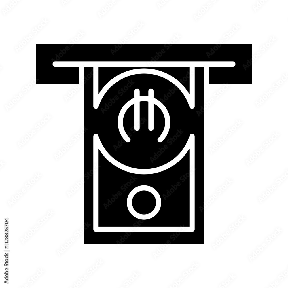 Withdraw money from the bank, euro symbol vector illustration, banking, business icon Withdraw money from the bank, euro symbol vector illustration, banking, business icon