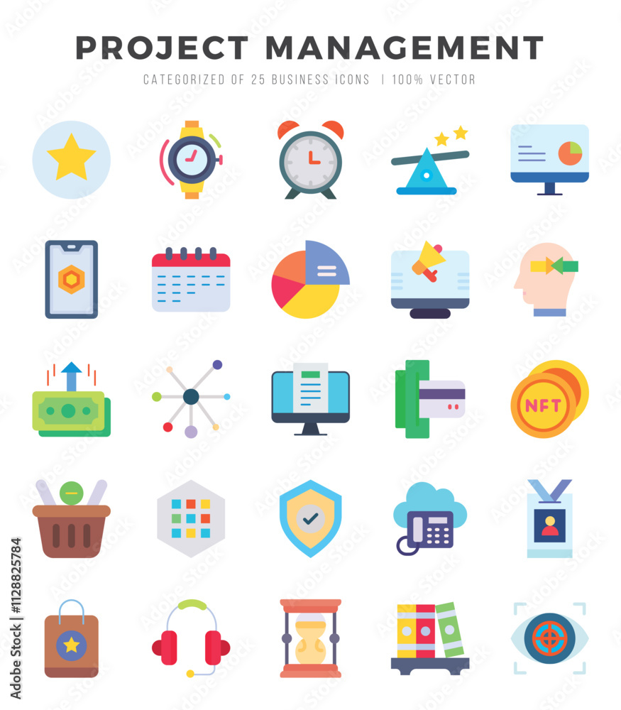 Project Management Icons Pack. Flat icons set. Flat icon collection set. Simple vector icons. Project Management Icons Pack. Flat icons set. Flat icon collection set. Simple vector icons.