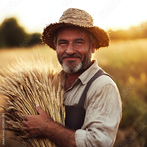 Farmer carrying freshly harvested vegetables