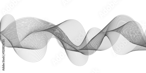 Abstract white and black soft flowing line design wave white background vector illustration.