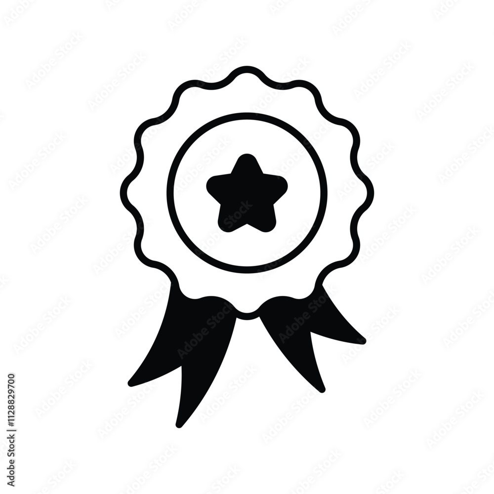 Fototapeta premium Badge Medal glyph icon with white background vector stock illustration