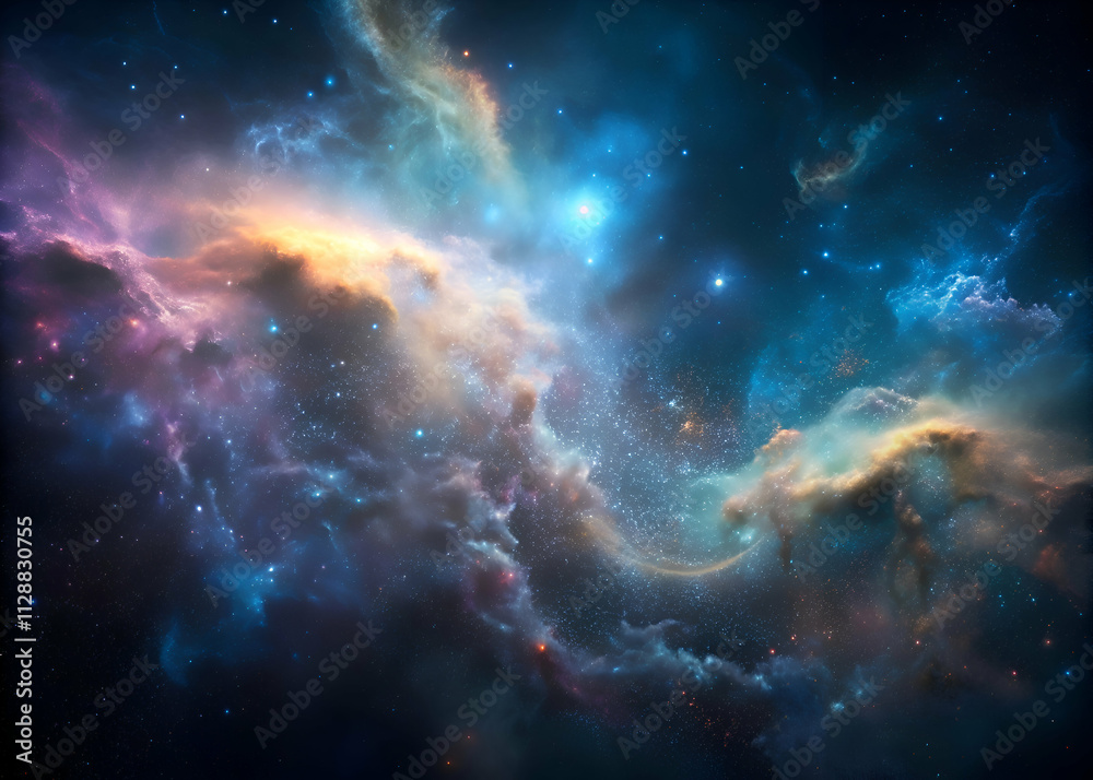 Fototapeta premium Cosmic Nebulae Glowing in the Dark Night Sky.