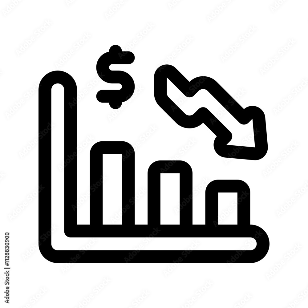 Bankrupt Line Icon. Single icon, line vector icon Bankrupt Line Icon. Single icon, line vector icon