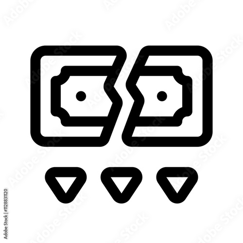 Money Downfall Line Icon. Single icon, line vector icon