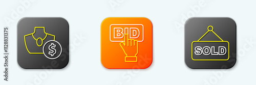 Set line Auction jewelry sale, Bid and sold icon. Vector