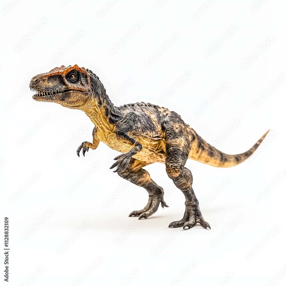 Allosaurus dinosaur, triassic period, mesozoic era, cretaceous period, jurassic period, isolated on white background Allosaurus dinosaur, triassic period, mesozoic era, cretaceous period, jurassic period, isolated on white background
