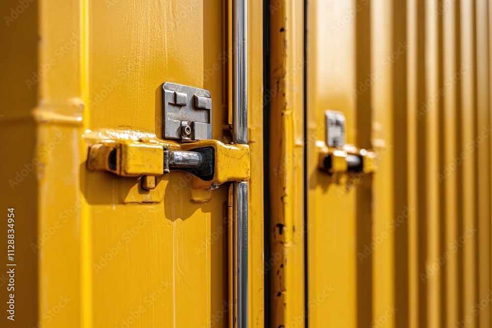 Bright Yellow Shipping Container Doors with Sturdy Locks and Latches for Cargo Security Bright Yellow Shipping Container Doors with Sturdy Locks and Latches for Cargo Security