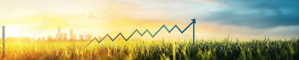 Fototapeta premium A green field with a single green stick in the middle of it